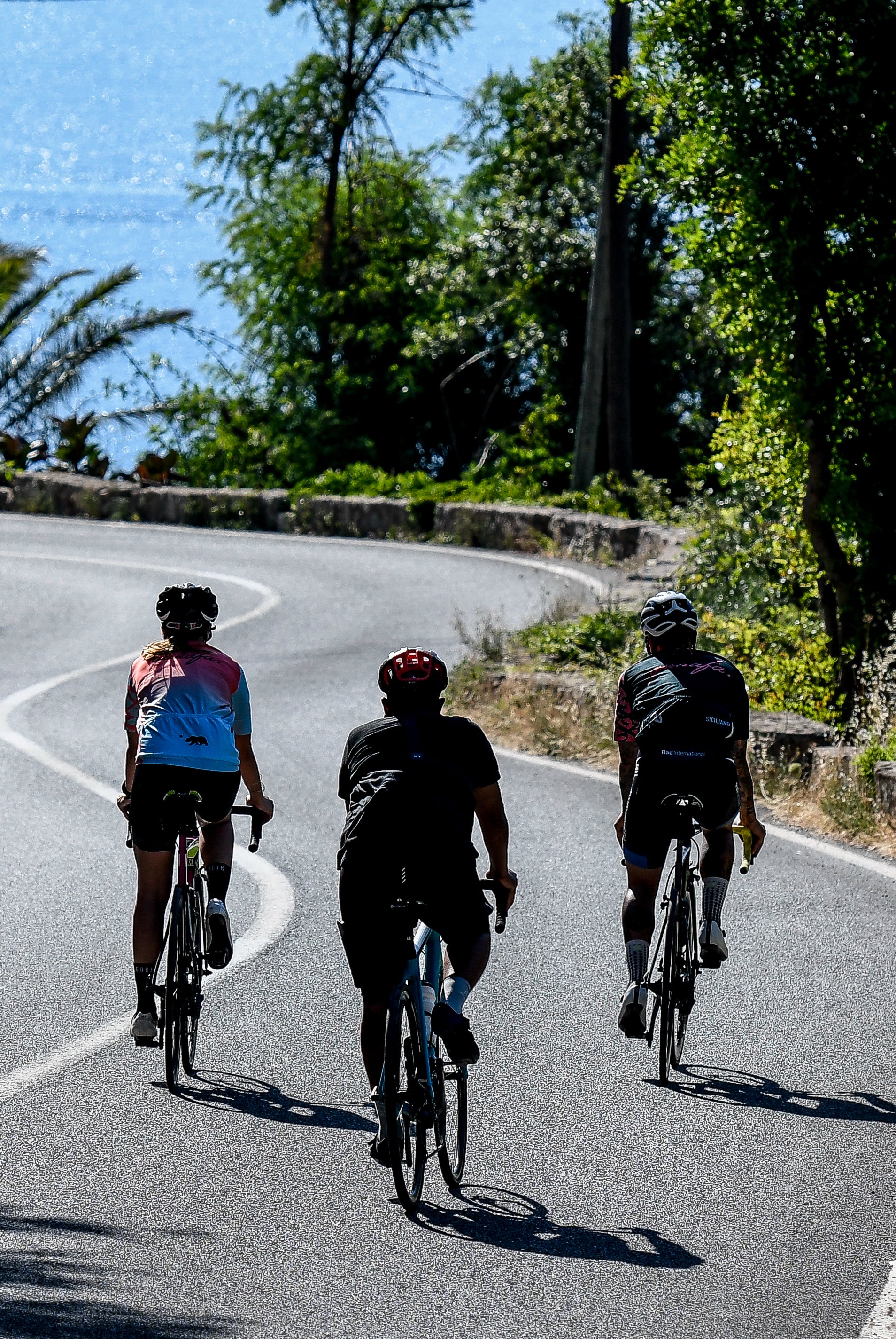 Cyclist climbing Mallorca mountain road — Qunafa premium guided Spain cycling tour