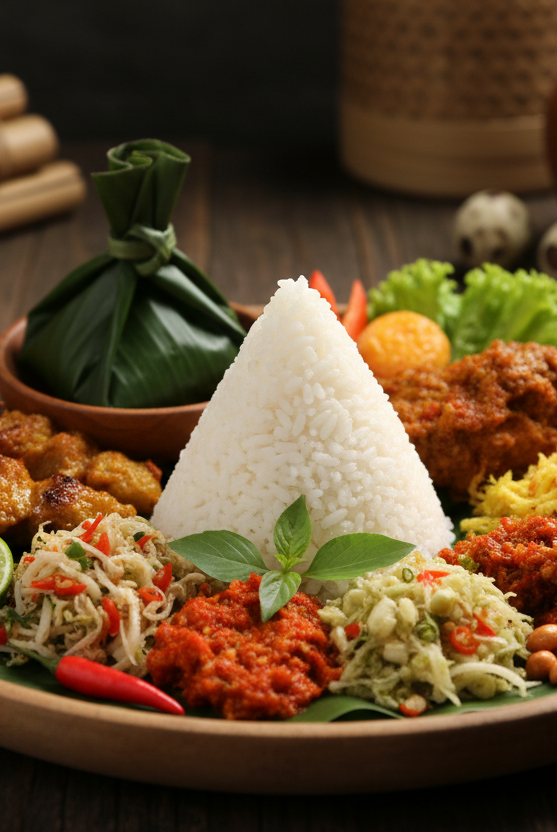 Balinese cuisine served on Qunafa all-inclusive cycling tour in Bali Indonesia